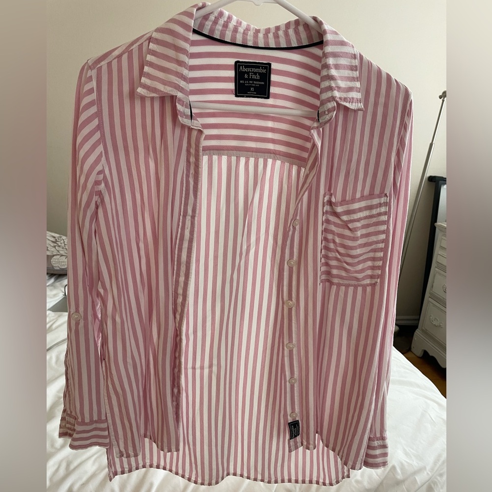 Abercrombie & Fitch pink striped button down